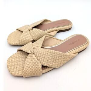 Nordstrom Cerise Faux Leather Weave Slide Sandal Women's Beige Size US6.5